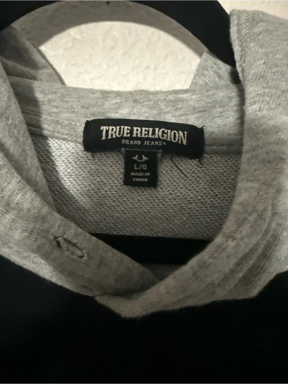 True Religion Black Hoodie with Gray Hood Lining M2